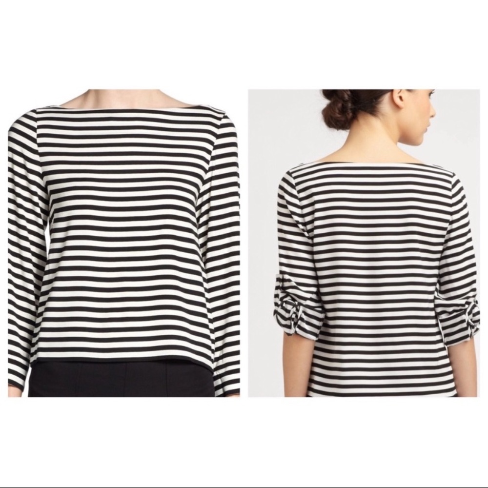 Alice and Olivia Striped shirt black and white